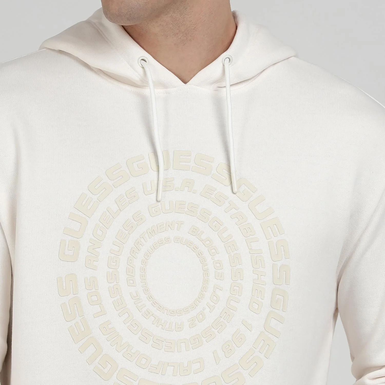 Бавовняна суміш Толстовка з капюшоном GUESS Білий Salzweiß, 40, фото №6 Бавовняна суміш Толстовка з капюшоном GUESS Білий Salzweiß, 40, фото №6