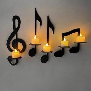 Подсвечник настенный Music Notes Черный Декор synthetic.ua - Фото 1