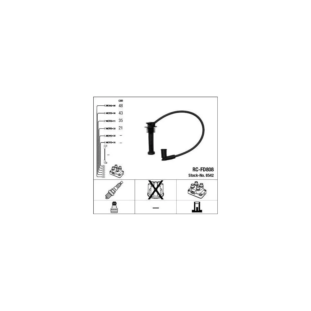 Комплект проводів запалювання NGK 8542 для FORD, фото №1