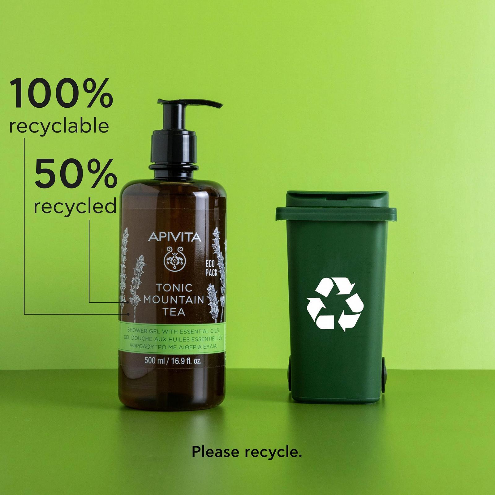 Гель для душа Apivita Tonic Mountain Tea 500 мл С горным чаем и прополисом, фото №7