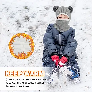 Детская зимняя шапка для детей 1-6 лет, многофункциональная термоветрозащитная вязаная - Фото 1