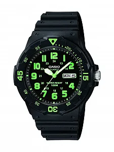 Часы аналоговые CASIO Мужские Кварцевые MRW-200H-3 с ремешком из полимера, черный/черный, Спортивные - Фото 1