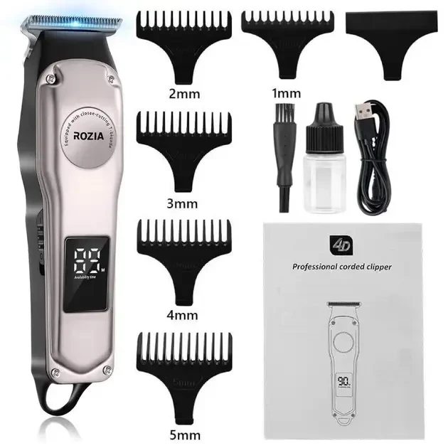 Беспроводная машинка для стрижки волос триммер с насадками и LCD-дисплеем ROZIA PRO HQ-308, фото №1