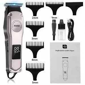 Беспроводная машинка для стрижки волос триммер с насадками и LCD-дисплеем ROZIA PRO HQ-308 - Фото 1