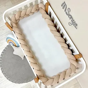 Бортик‑каст бежевый 360 см на все стороны кроватки synthetic.ua - Фото 1