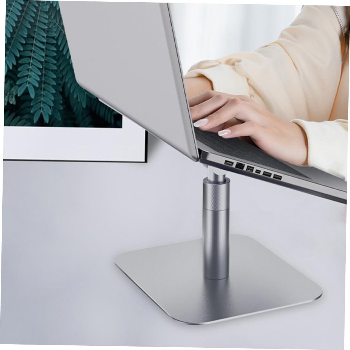 Підставка для ноутбука портативна Veemoon складана, регульована по висоті, для офісу та дому, ергономічна, стабільна, компактна, срібна, фото №8