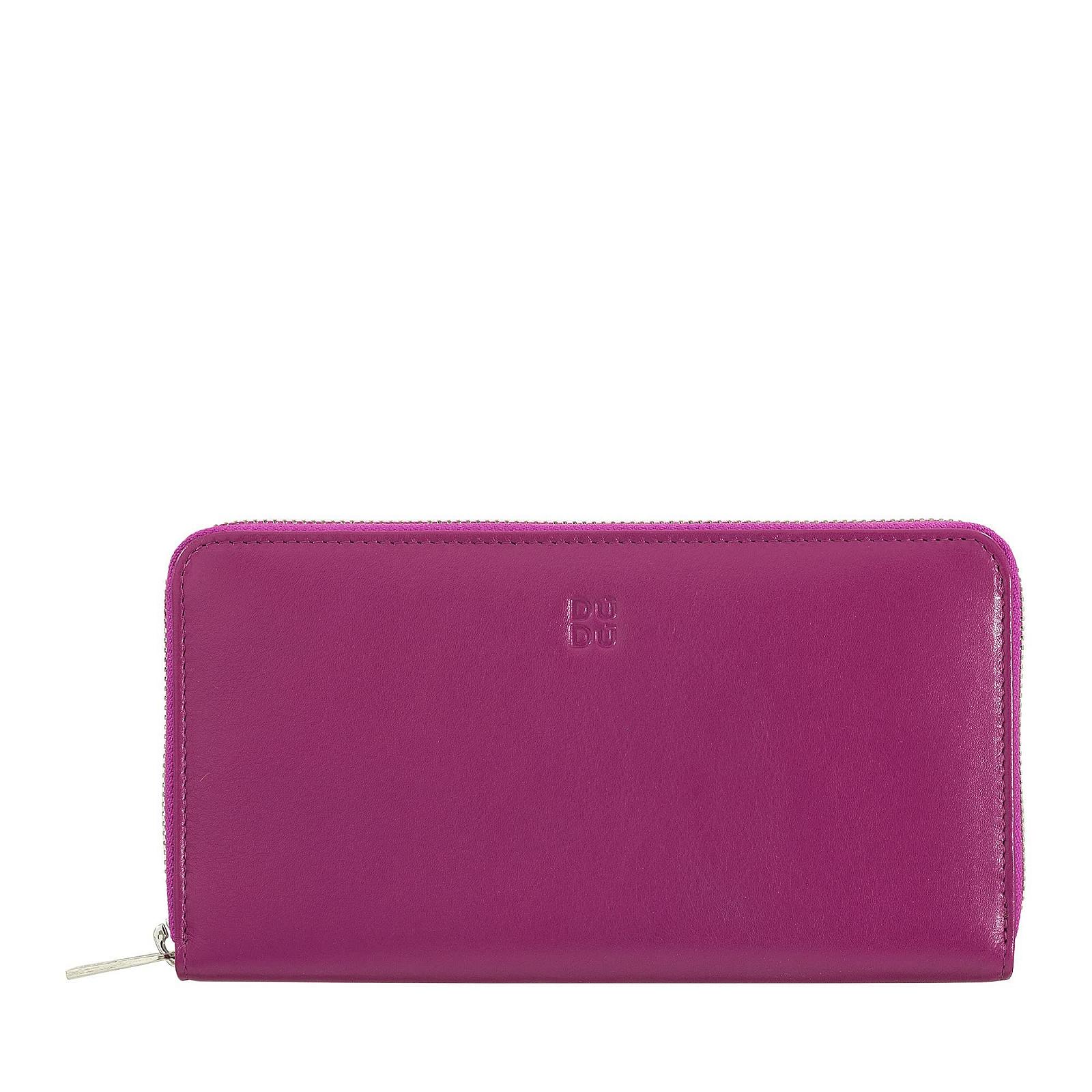 Великий жіночий кольоровий гаманець зі шкіри DUDU на блискавці Fuchsia, фото №1