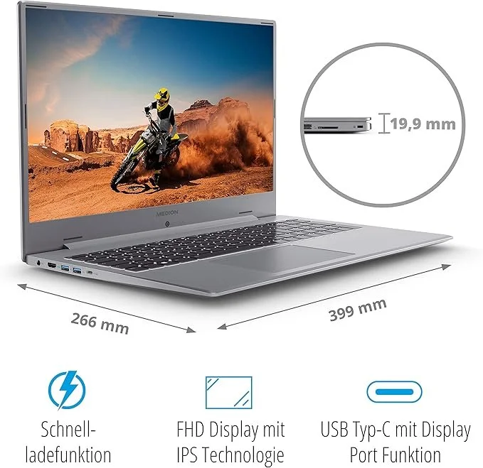 Ноутбук 17,3" Medion (Lenovo Group) Akoya S17405 | Intel Core i5-1135G7 | IPS (1920x1080) FullHD | RAM 8 ГБ | SSD 512 ГБ | HDD 1 ТБ | Intel Iris Xe Graphics | Метал | Підсвітка | Win11 (5183), фото №1