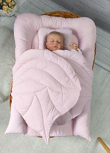 Кокон з крилами: люлька та ортопедична подушка, бавовна, рожевий - Фото 1