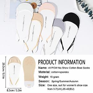 Женские хлопковые носки для босоножек и высоких каблуков, ультра невидимые носки с нескользящим силиконом, полуноски-подушечки для передней части стопы для обуви на ремешках, плоской формы, 6 пар synthetic.ua - Фото 1