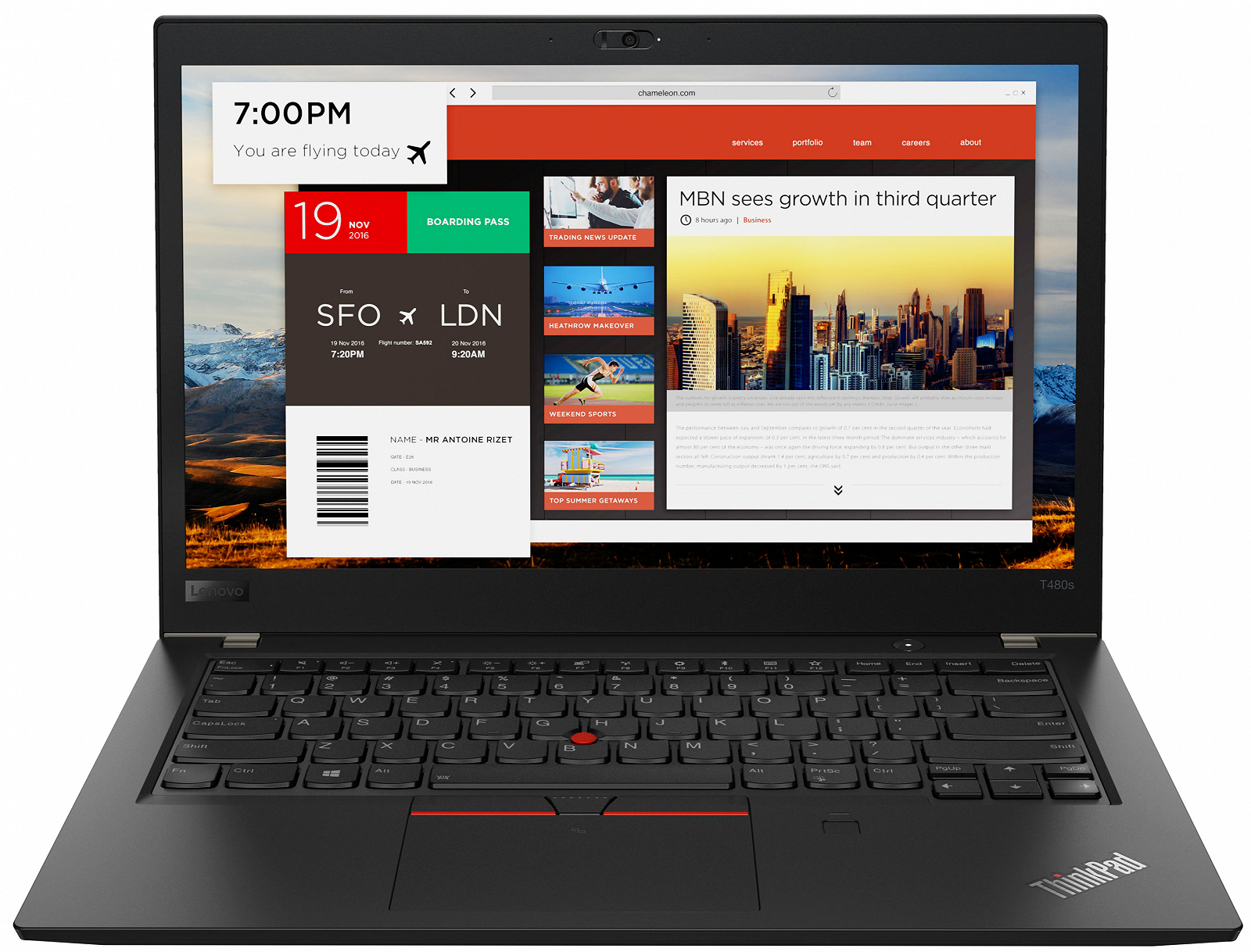 Ноутбук 14" Lenovo ThinkPad T480s Intel Core i5-8350U RAM 16GB SSD 512GB 12год батарея Win11 (UKR), фото №1