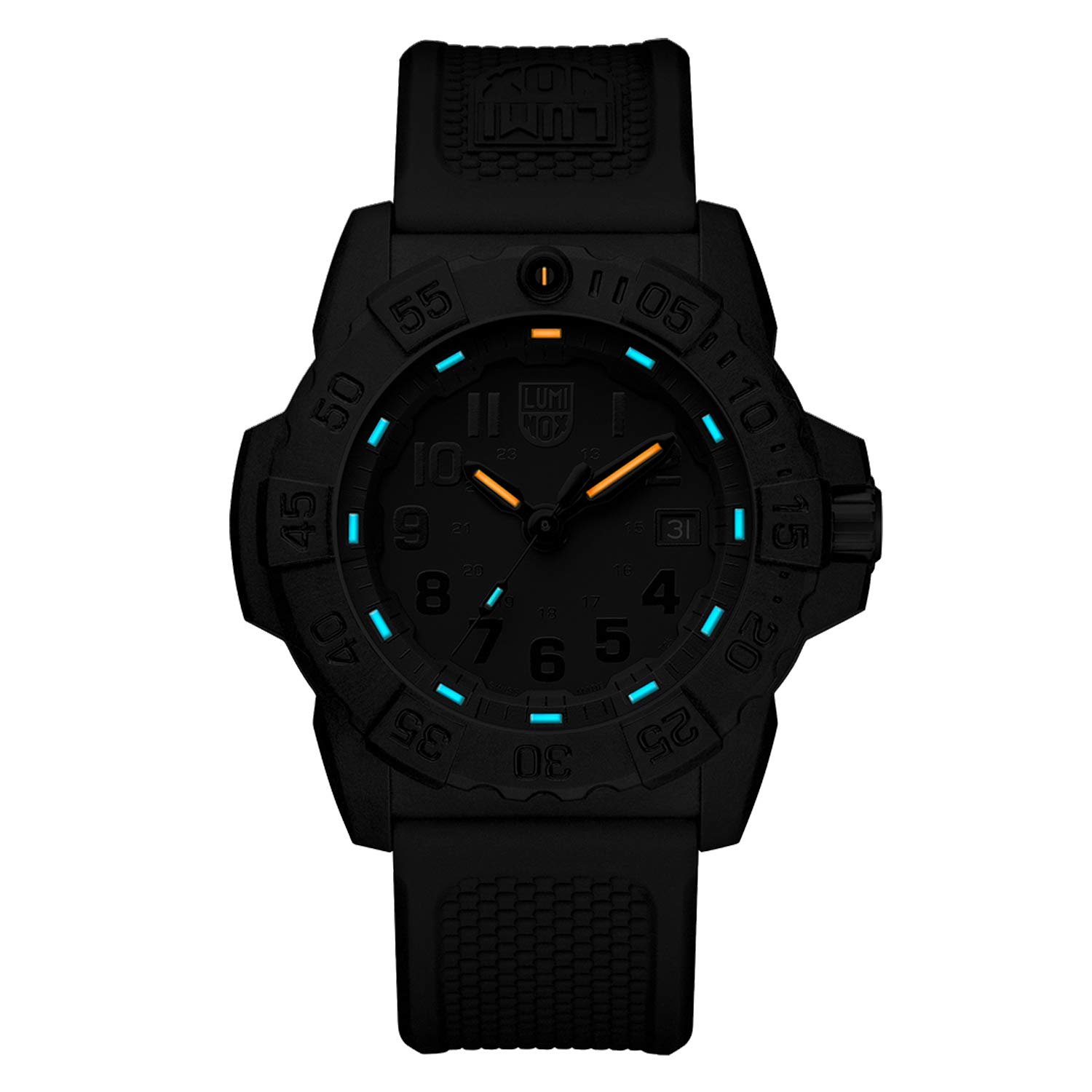 Годинник Luminox NavySEAL 3500 Series XS.3501.BO, карбоновий корпус, чорний циферблат, чорний ПУ ремінець, фото №5