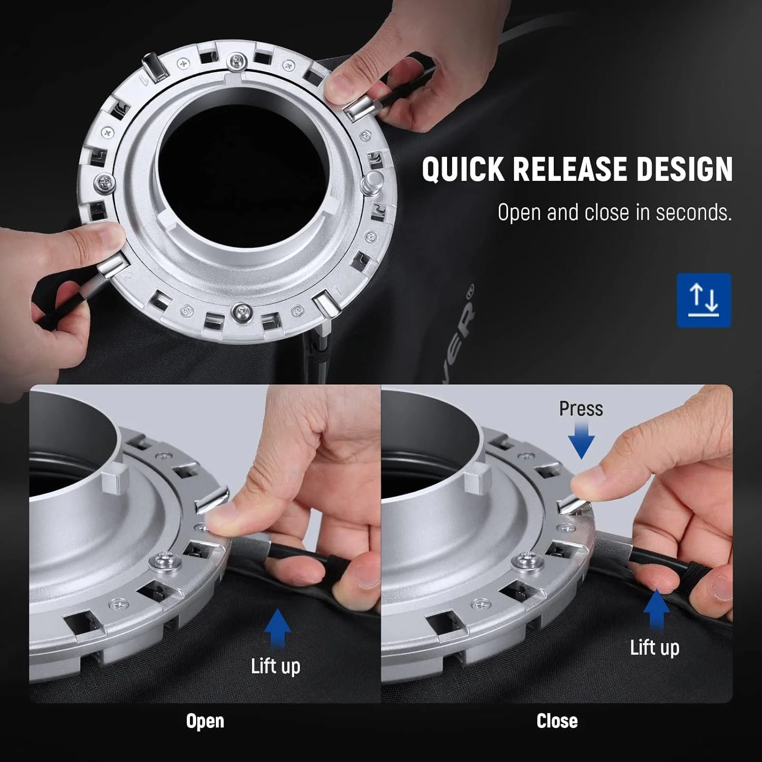 Софтбокс прямоугольный NEEWER / 60x90см / Черный, фото №3