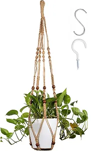 Держатель для вазонов FonVan макраме хлопковая веревка с крючками 89 см Коричневый - Фото 1