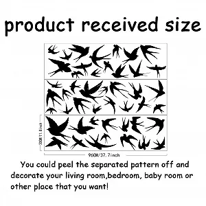 Наклейка на стіну SUPERDANT Ластівки що летять Вінілова Чорна 3 штуки synthetic.ua - Фото 1