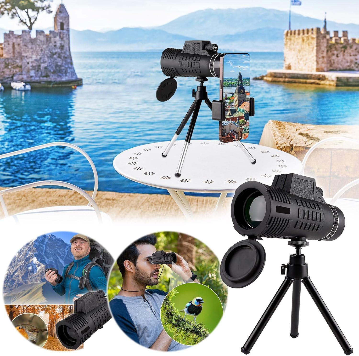 Телескоп Monocular 12x50 HD с адаптером для смартфона, улучшенный штатив, высокая производительность, с четким видением при слабом освещении для взрослых, оборудование для наблюдения за птицами и охоты, фото №5