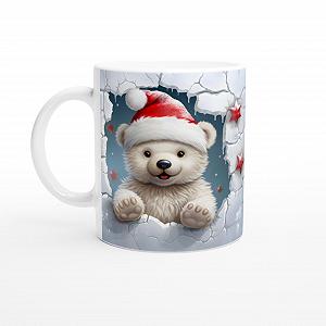 Рождественская Кружка с Именем, Рождественская Кружка, Детская Кружка Персонализированная, Детская Кружка Безопасна для Посудомоечной Машины и Микроволновой Печи, 325 мл (Белый Медведь) synthetic.ua - Фото 1