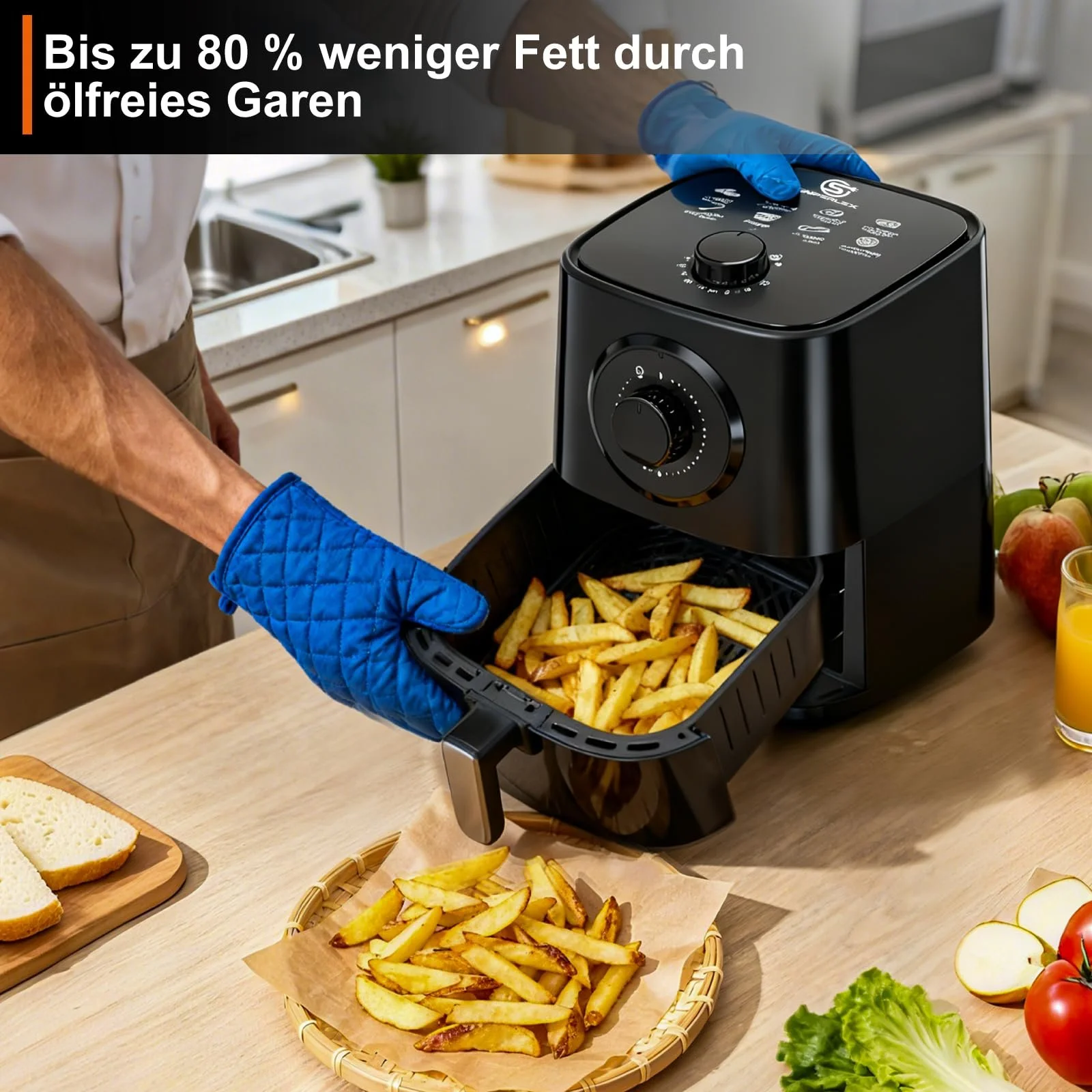 Мультипіч Mini Airfryer 2.5 л 1000 Вт ручний таймер Чорна, фото №4 Мультипіч Mini Airfryer 2.5 л 1000 Вт ручний таймер Чорна, фото №4