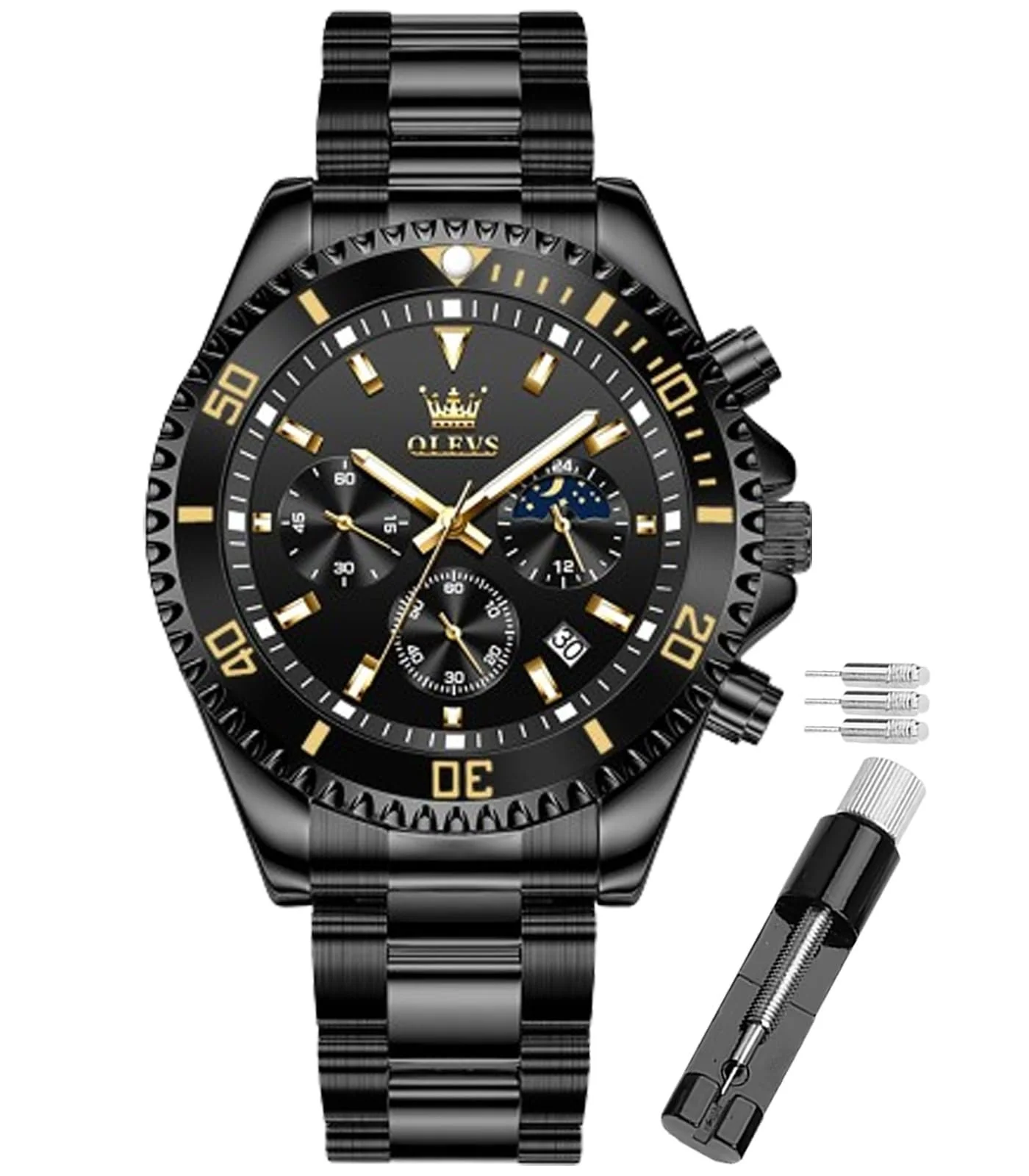 Часы OLEVS Мужские Бриллиант Бизнес Кварцевые Из нержавеющей стали Водонепроницаемые Люминесцентные Дата 2870-black, фото №1 Часы OLEVS Мужские Бриллиант Бизнес Кварцевые Из нержавеющей стали Водонепроницаемые Люминесцентные Дата 2870-black, фото №1