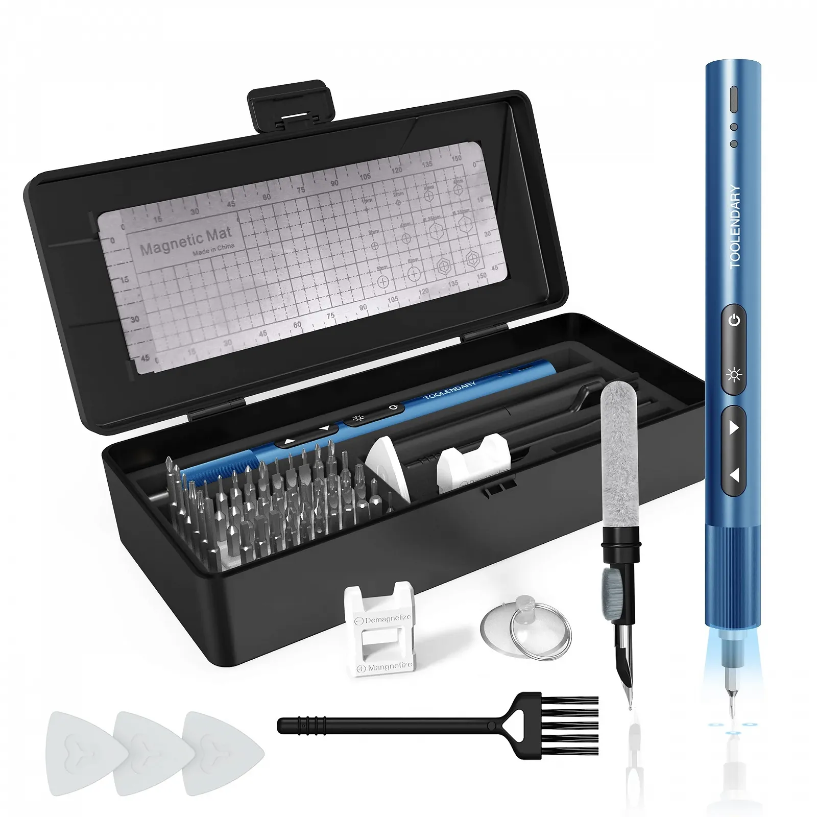 Набір акумуляторних прецизійних викруток 66-в-1 56 біт синій, фото №1