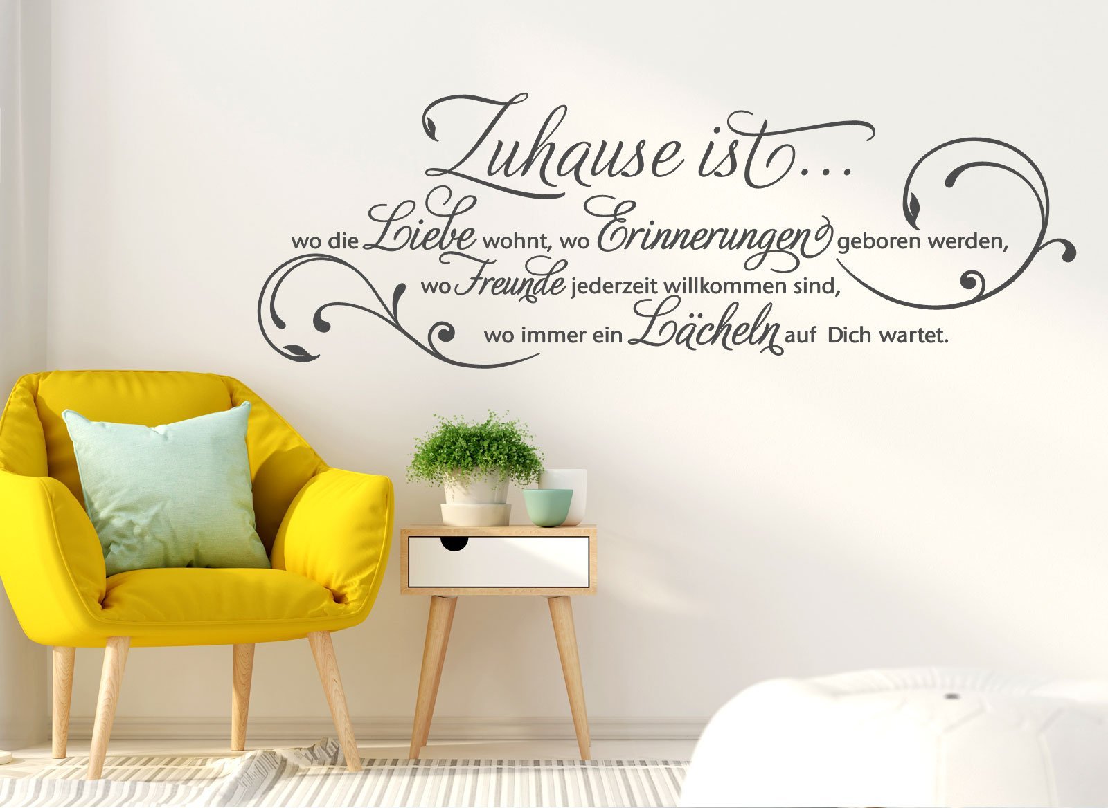 Наклейка на стіну Grandora W942 Цитата "Zuhause ist wo die Liebe wohnt" 120 x 42 см Чорна, фото №4