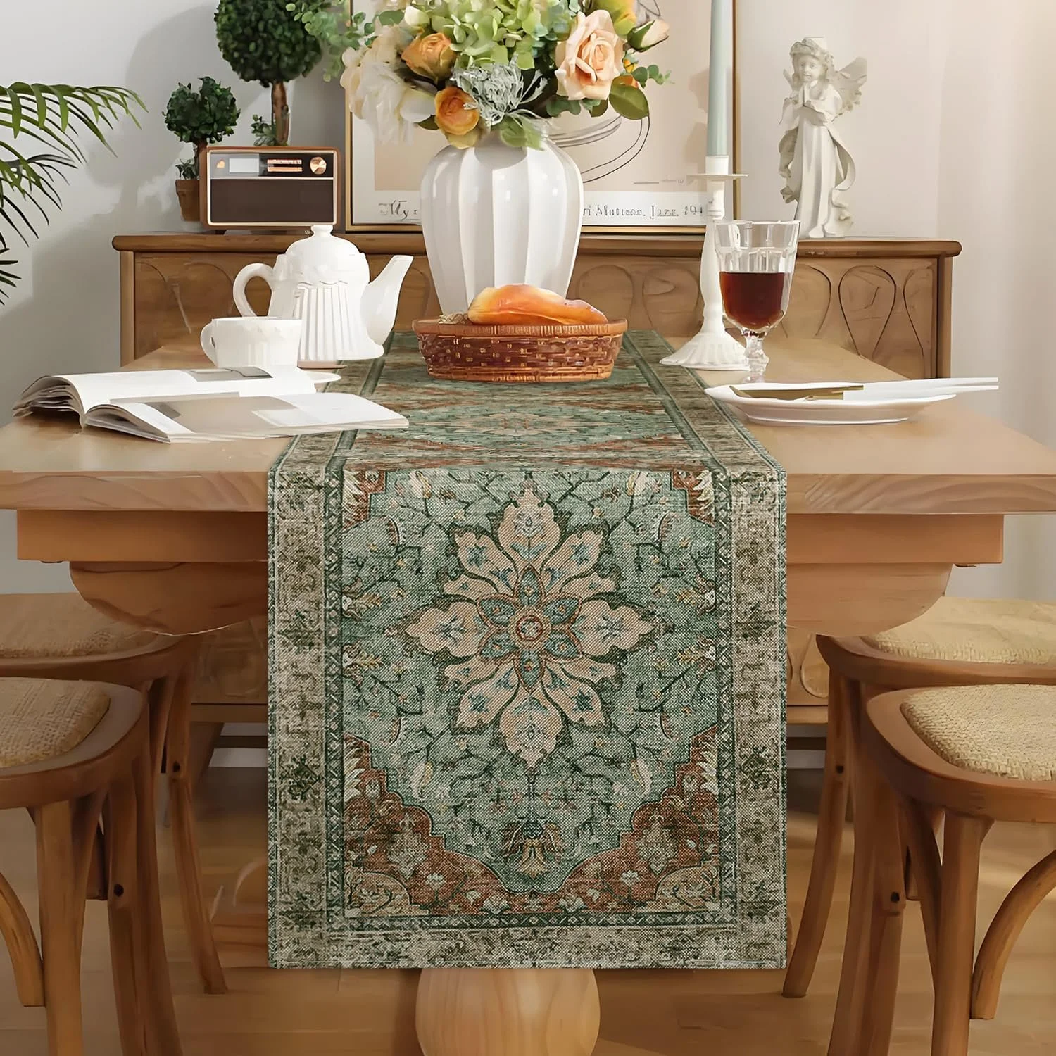 Ранер для столу 40x140 см Boho поліестеровий шавлієвий, фото №2