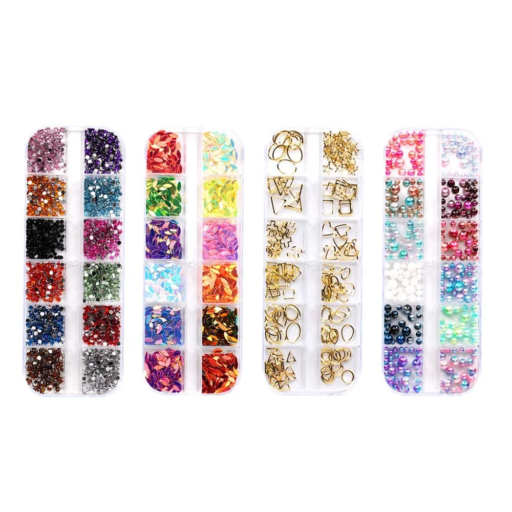 3D Аксессуары для ногтей Бисер Стразы Блестки Заклепки Ювелирные изделия Металлические украшения для маникюра DIY, 4 шт, фото №1