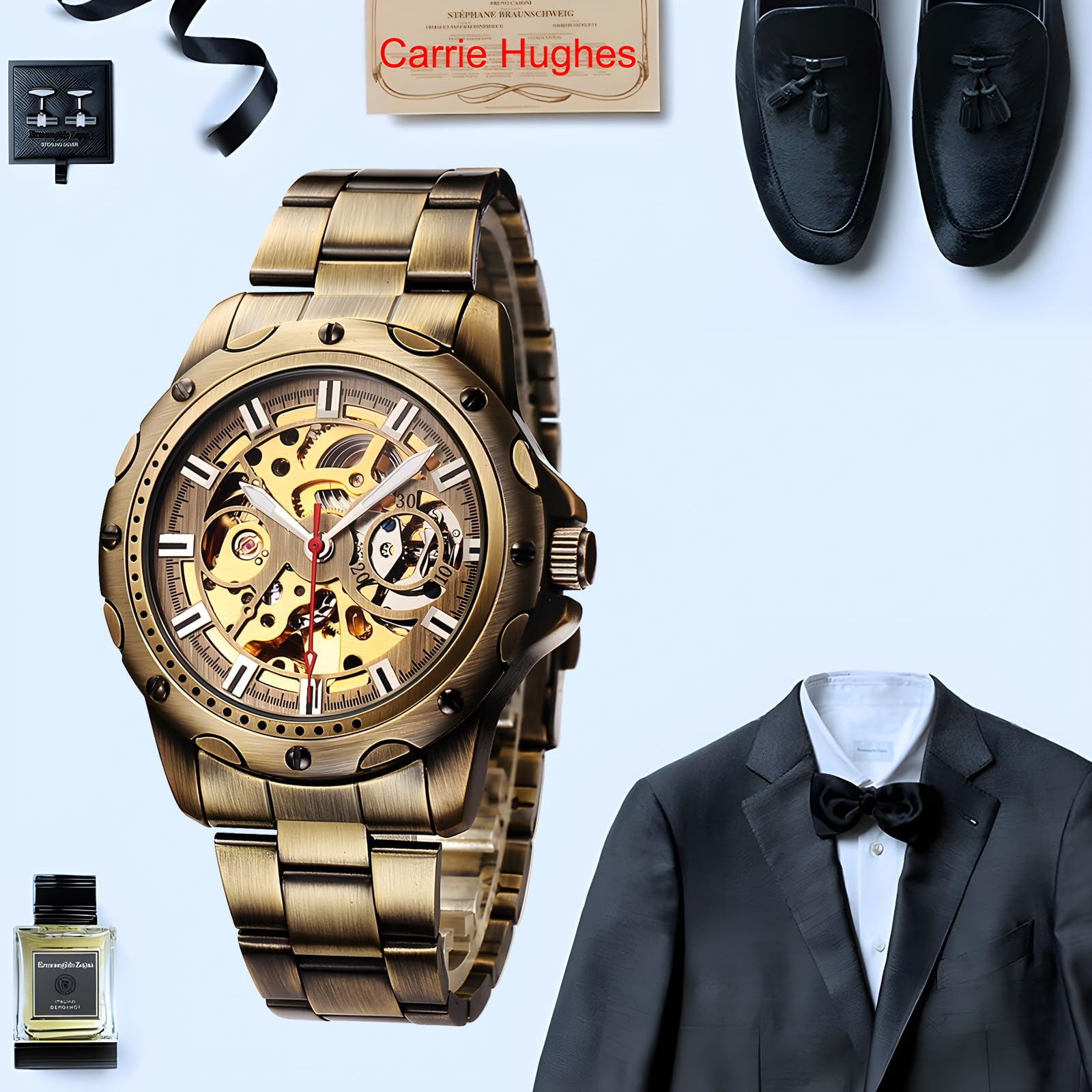 Автоматические часы Carrie Hughes CH19A Винтажные бронзовые кожаные, фото №5
