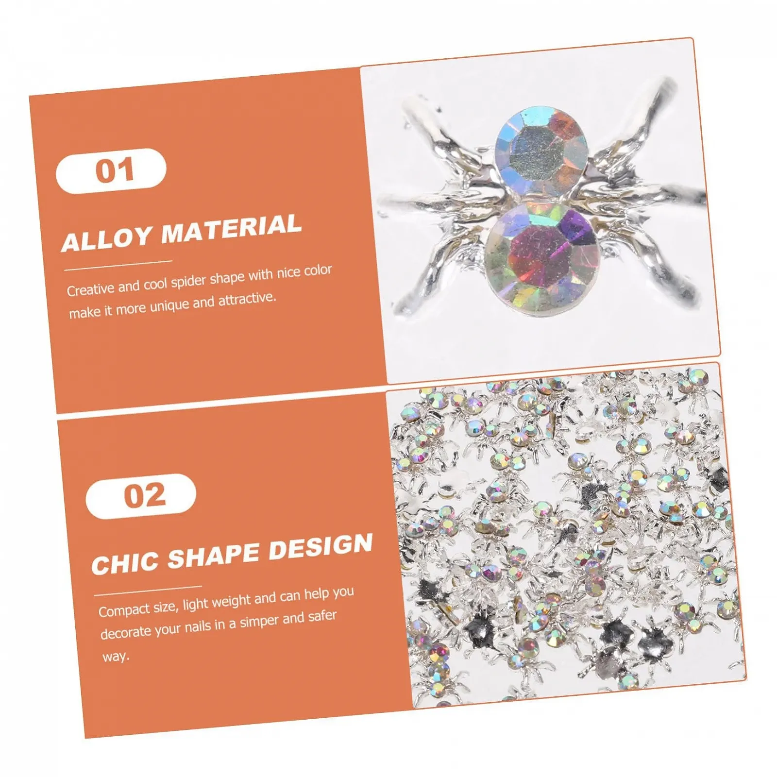 Украшения для ногтей Паук, 4 набора по 100 штук, фото №6