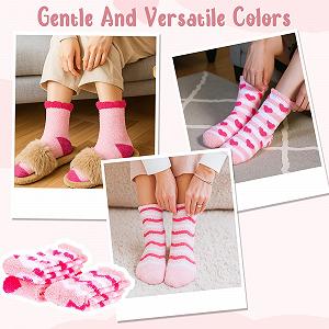 Носки Женские Пушистые 3 Пары Полосатые Розовые (Сердце) synthetic.ua - Фото 1