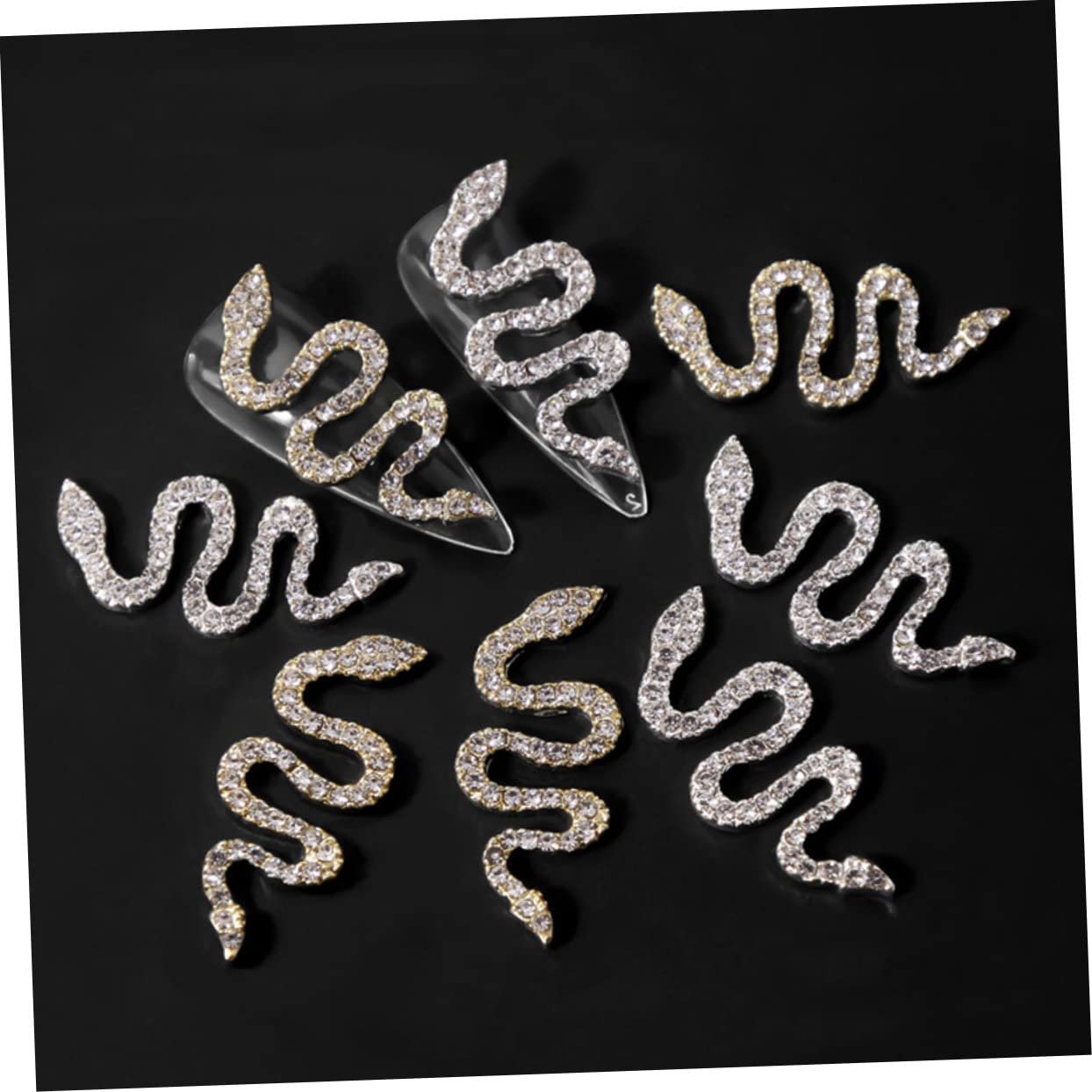 Украшение для ногтей Змея, 8 шт., сплав, украшение для ногтей змея, крест, подвески для ногтей, хрустальные украшения для ногтей, набор для ногтей, изделия для ногтей, DIY украшение для ногтей, фото №5