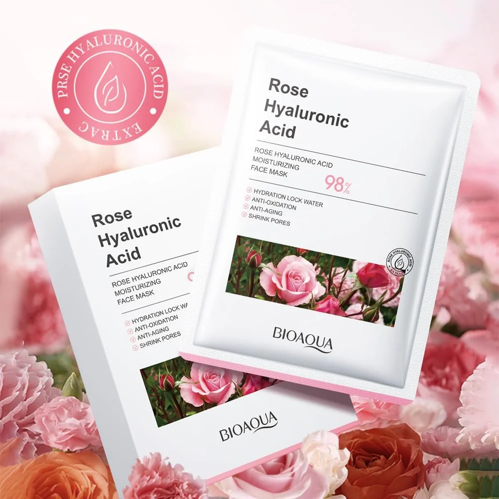 Маска для обличчя ULELA DIKML Rose Hyaluronic Acid Живильна Зволожуюча 25 г x 10 штук, фото №4