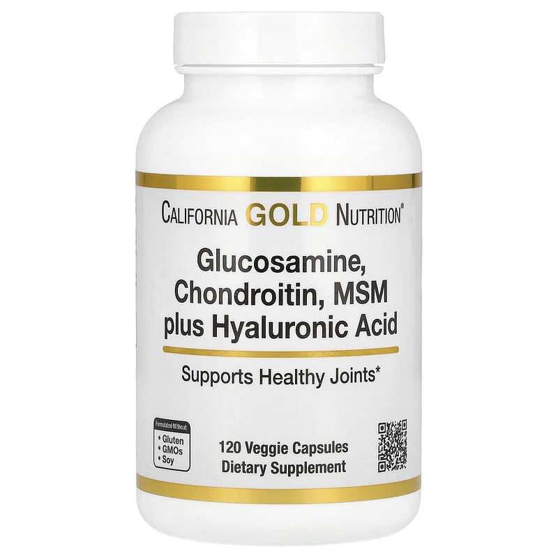 Глюкозамин, Хондроитин, МСМ и Гиалуроновая кислота (Glucosamine Chondroitin, MSM plus Hyaluronic Acid), California Gold Nutrition, 120 капсул, фото №1