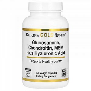 Глюкозамин, Хондроитин, МСМ и Гиалуроновая кислота (Glucosamine Chondroitin, MSM plus Hyaluronic Acid), California Gold Nutrition, 120 капсул - Фото 1