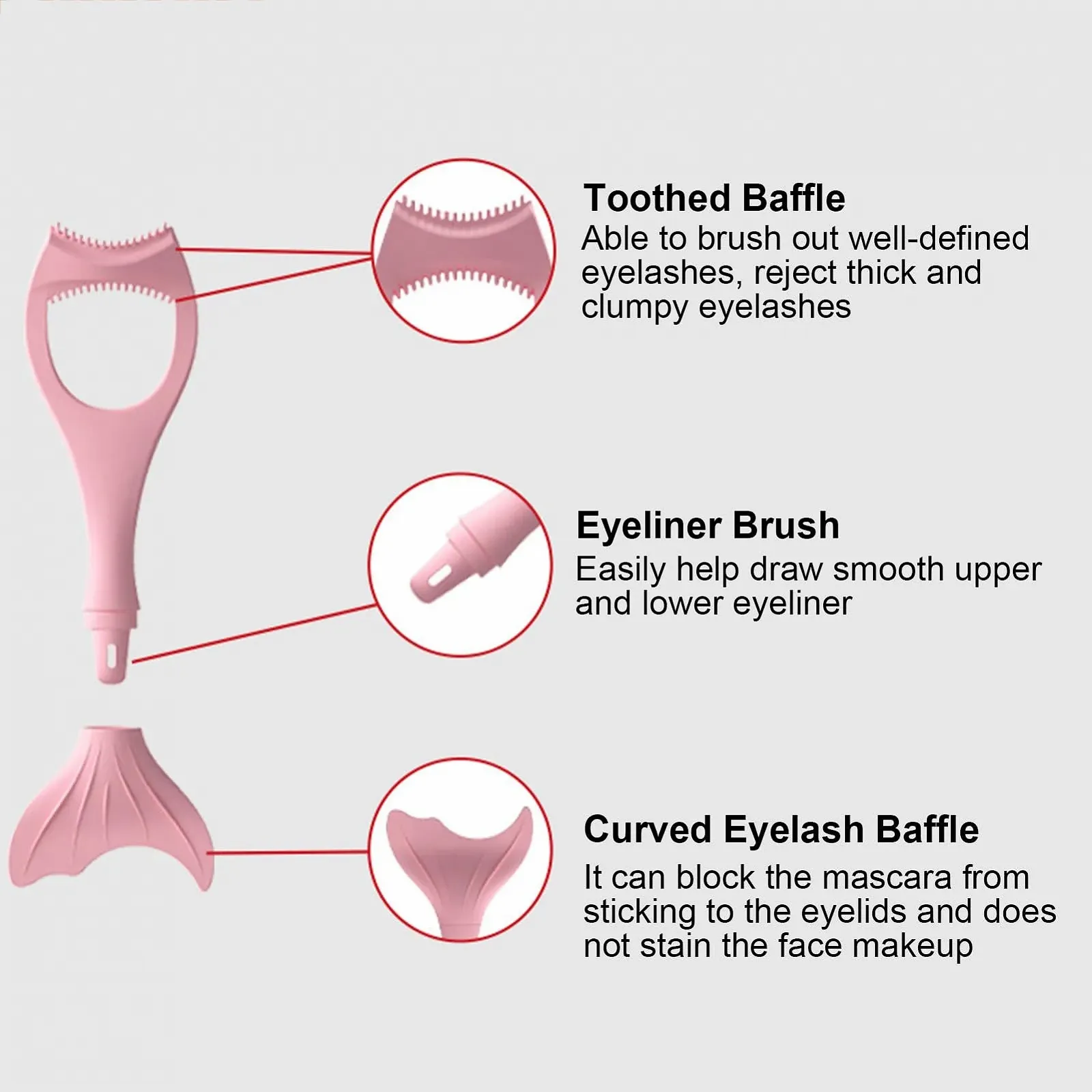 Інструмент для розділення вій Багатофункціональна силіконова лінійка 3-в-1 для вечірок побачень на кожен день, фото №2