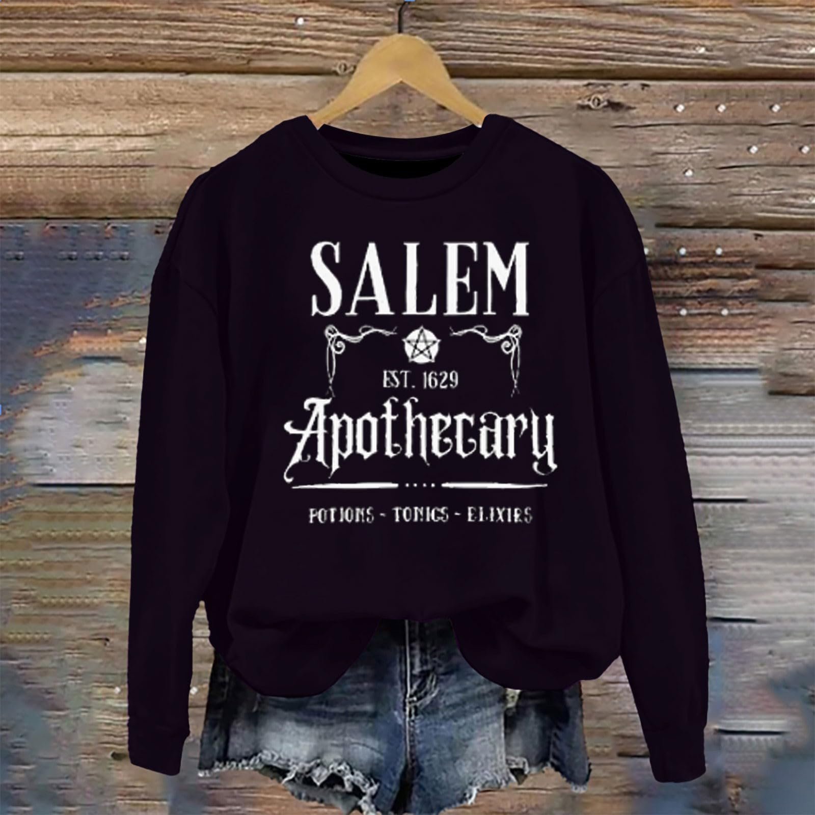 Женский свитшот Generisch без капюшона, элегантный принт с буквами, готический стиль, разные цвета, повседневный, большой размер, полосатый, Хэллоуинский пуловер, свитшот-одеяло, фото №2