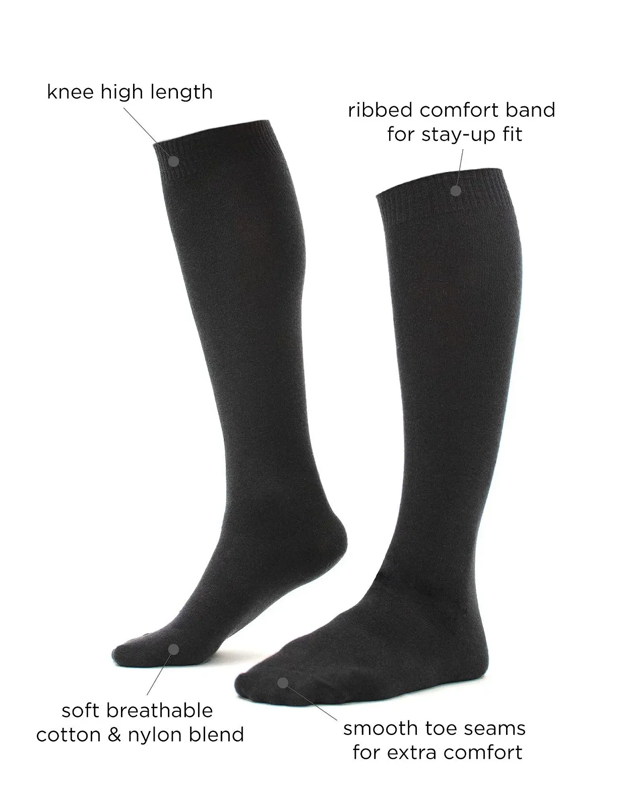 Жіночі гольфи HUE з плоскою в'язкою, повсякденні шкарпетки (4 пари в упаковці), фото №7 Жіночі гольфи HUE з плоскою в'язкою, повсякденні шкарпетки (4 пари в упаковці), фото №7