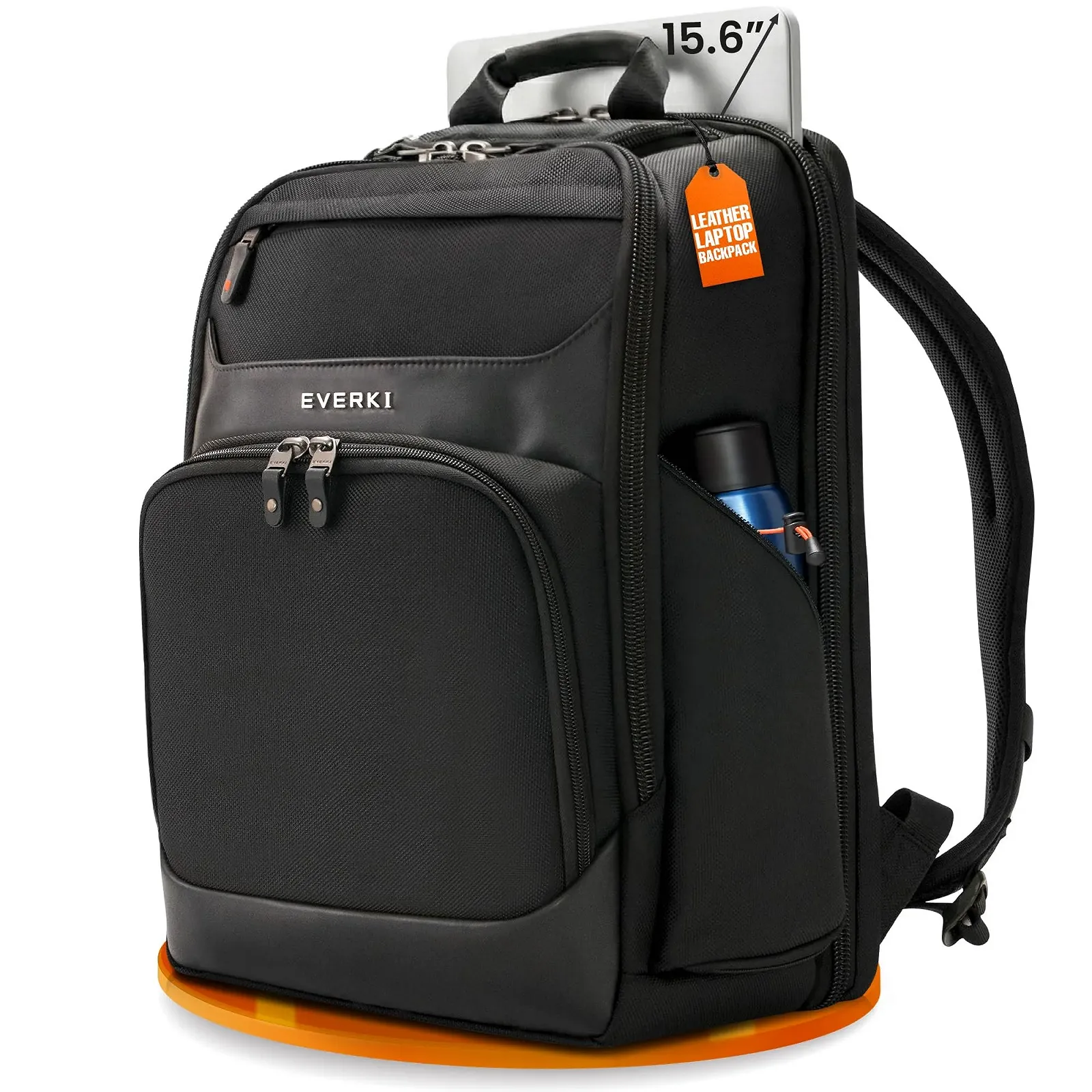 Бізнес-рюкзак Everki Onyx Ballistic Nylon and Leather 15.6 inches Black, фото №1