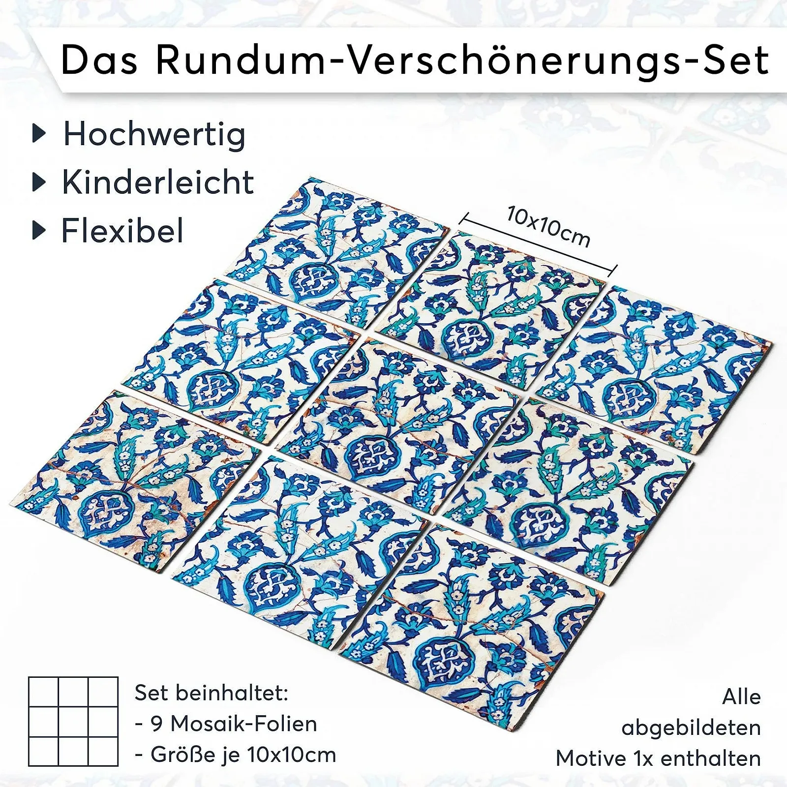 Декоративні наклейки Creatisto Hamam Vibes Плитка мозаїка 10 x 10 см 9 штук, фото №7