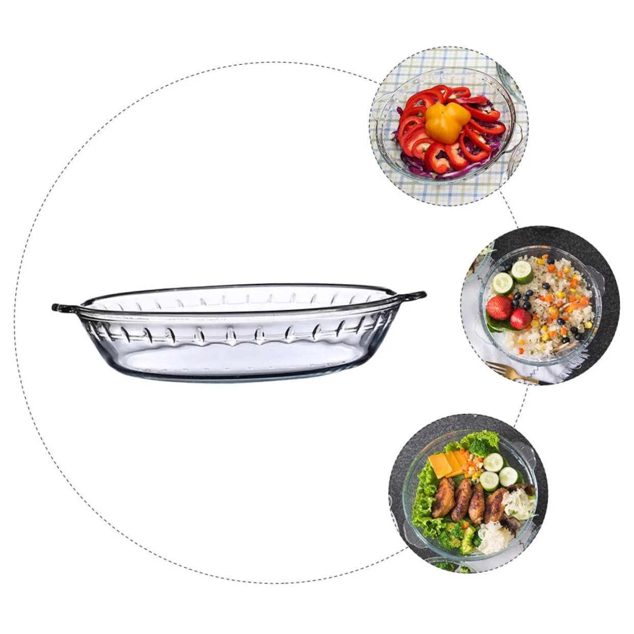 Форма для запекания термостойкая стеклянная для духовки и микроволновой печи прозрачная, фото №4