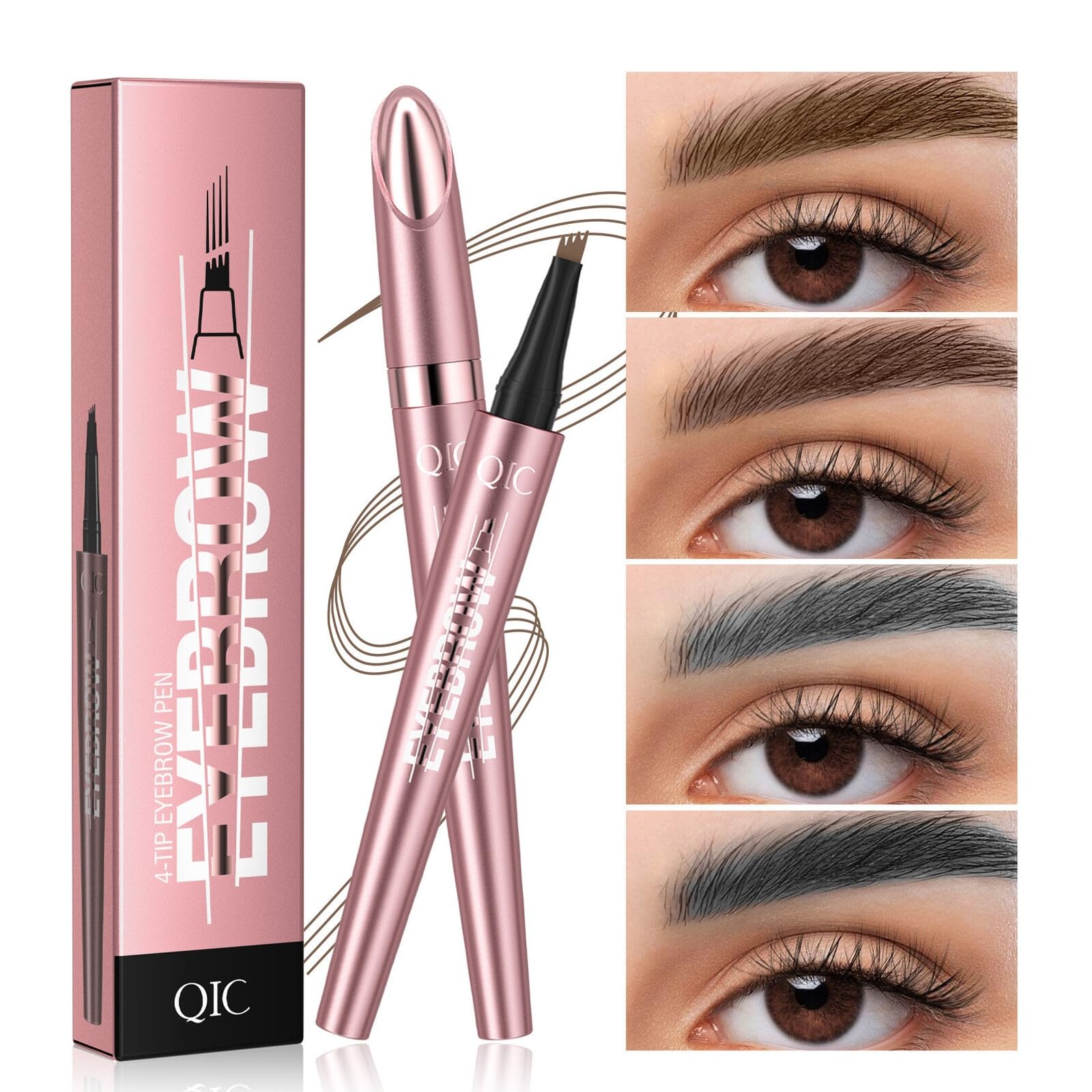 Олівець для брів 3D Microblading 4 кінчики Довготривалість природний вигляд Темно-коричневий, фото №4
