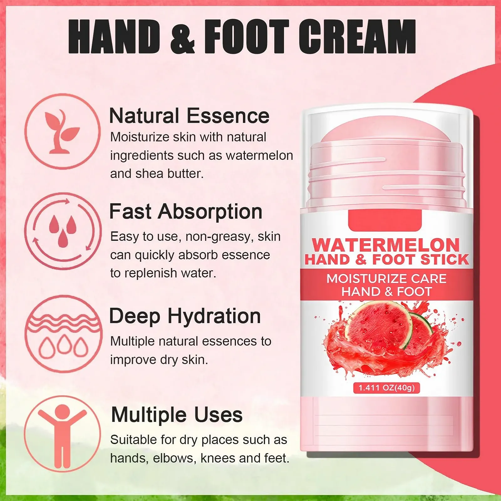 Увлажняющий крем для ног Watermelon от мозолей стик 1.41 унции (40 г), фото №2