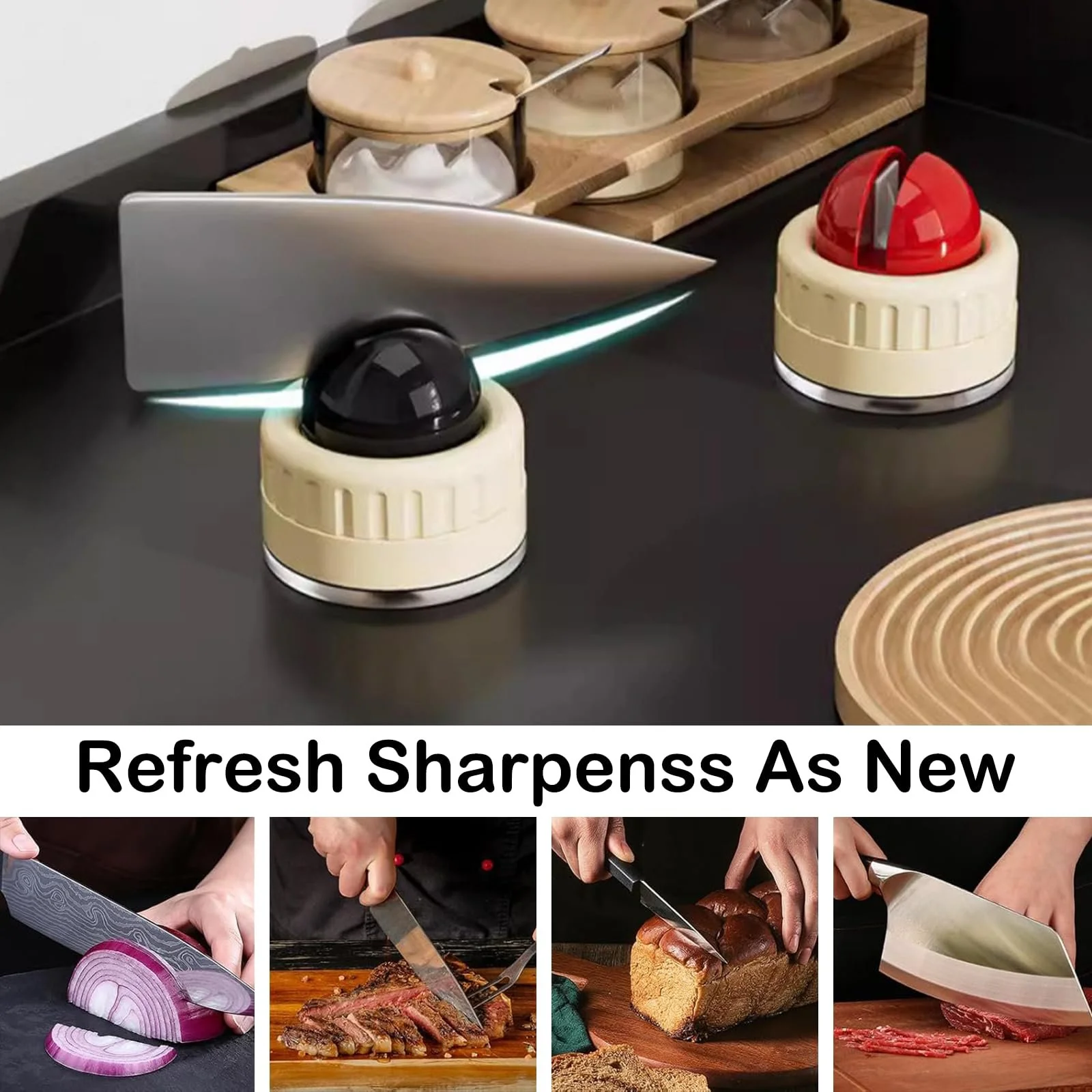 Міні-Точило для ножів З шаровою присоскою Поворотна Чорний, фото №7