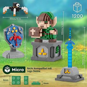 Набор Finger Rock Micro Building Blocks Kit 4 in 1 BOTW Master Sword and Hylian Shield Model Pack of 1200 synthetic.ua - Фото 1