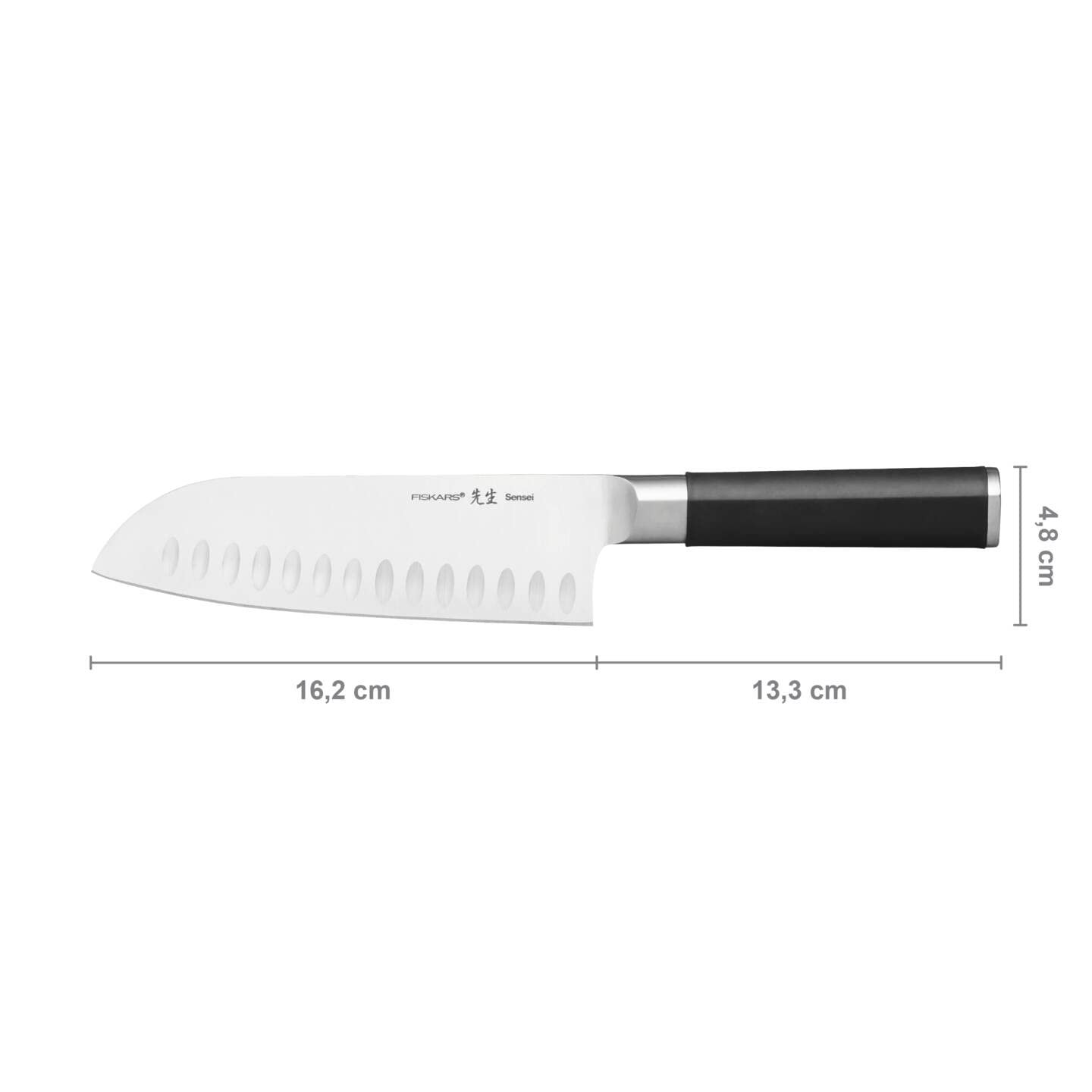 Набір ножів Fiskars Sensei, 5 шт., Ніж шеф-кухаря, Ніж для хліба, Ніж сантоку, Ніж для овочів, Ніж для очищення овочів, нержавіюча сталь з високим вмістом вуглецю/Пластик, Сріблястий/Чорний, фото №14