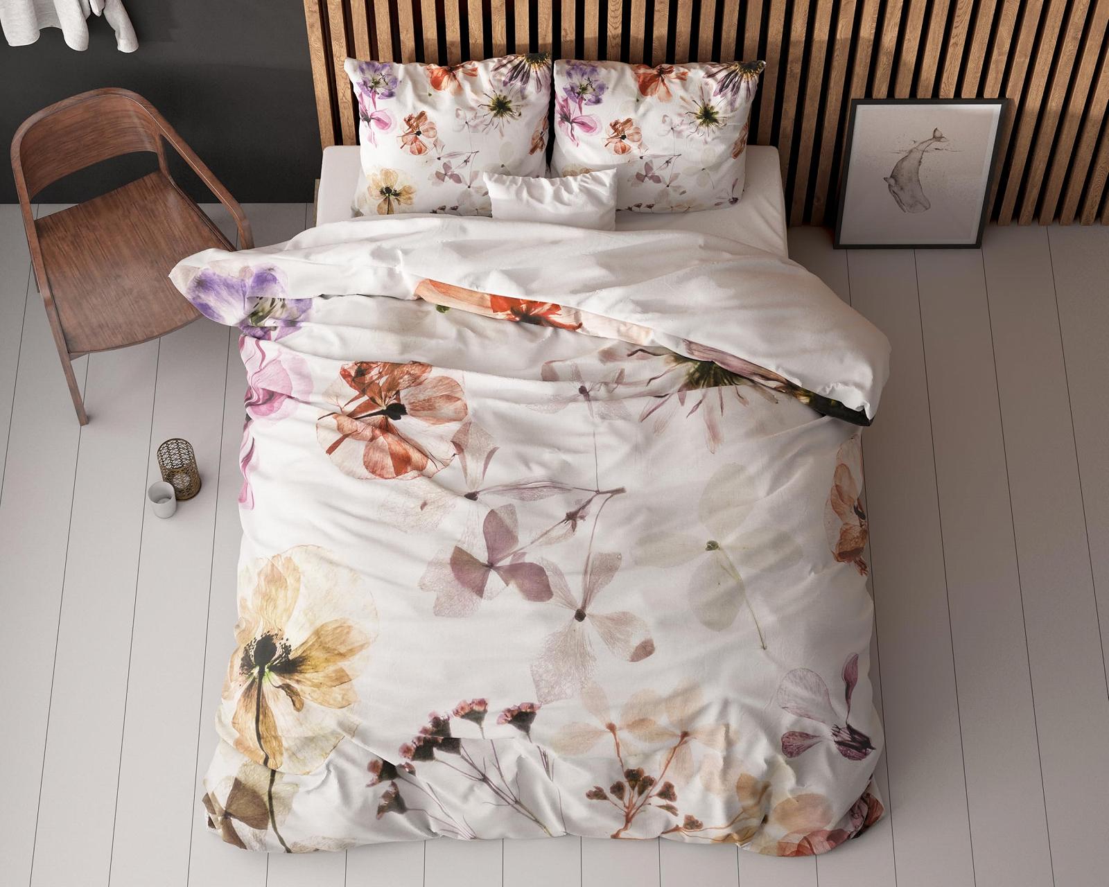 Постільна білизна Sleeptime 4 предмети 135 см x 200 см Білі красиві квіти, фото №2