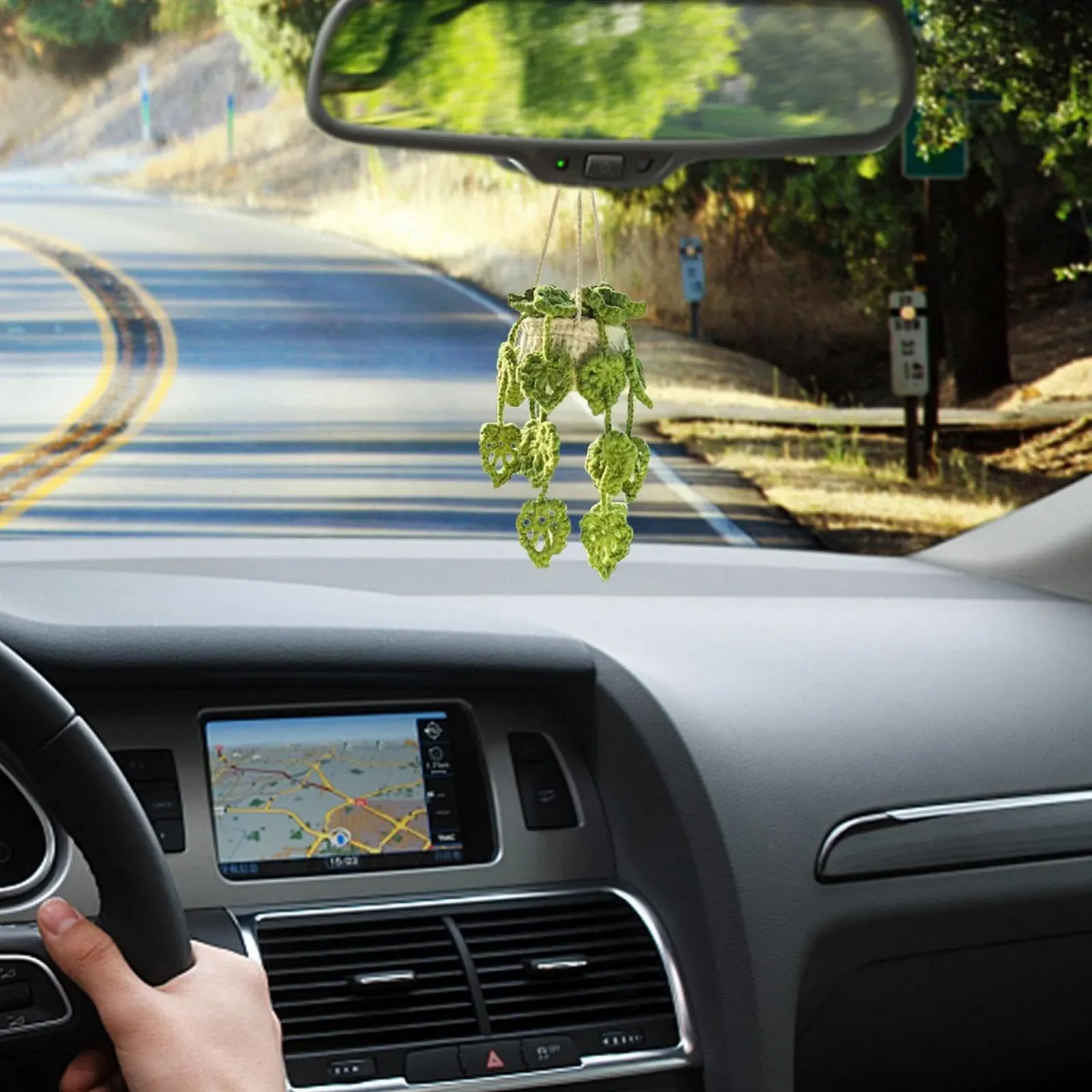 Подвесное украшение в автомобиль Crochet Plant вязаное в горшке, фото №2