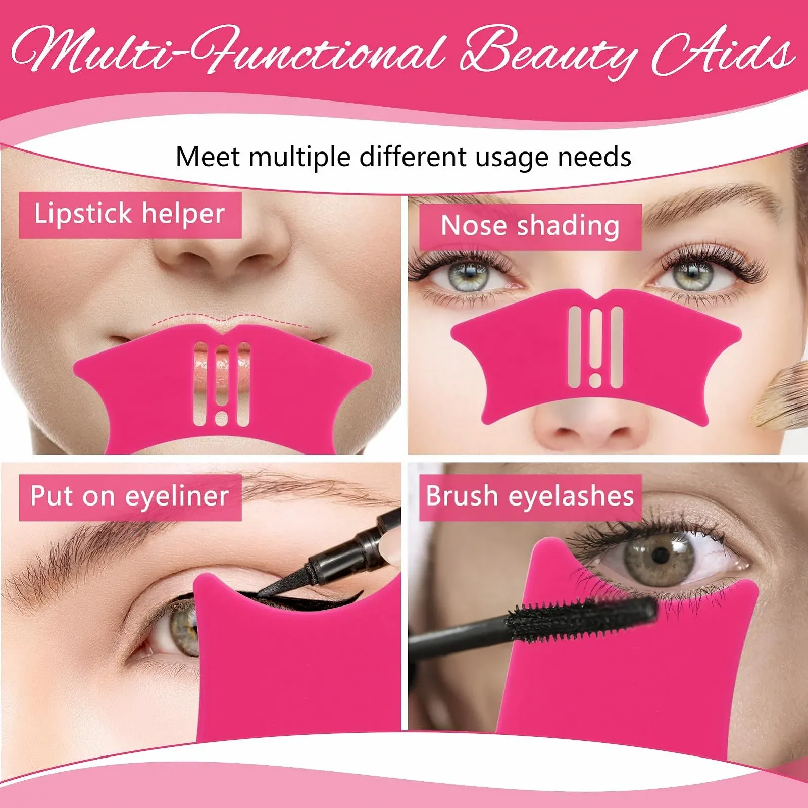 Трафареты для подводки, Многоразовый инструмент для макияжа (Розовый), фото №4