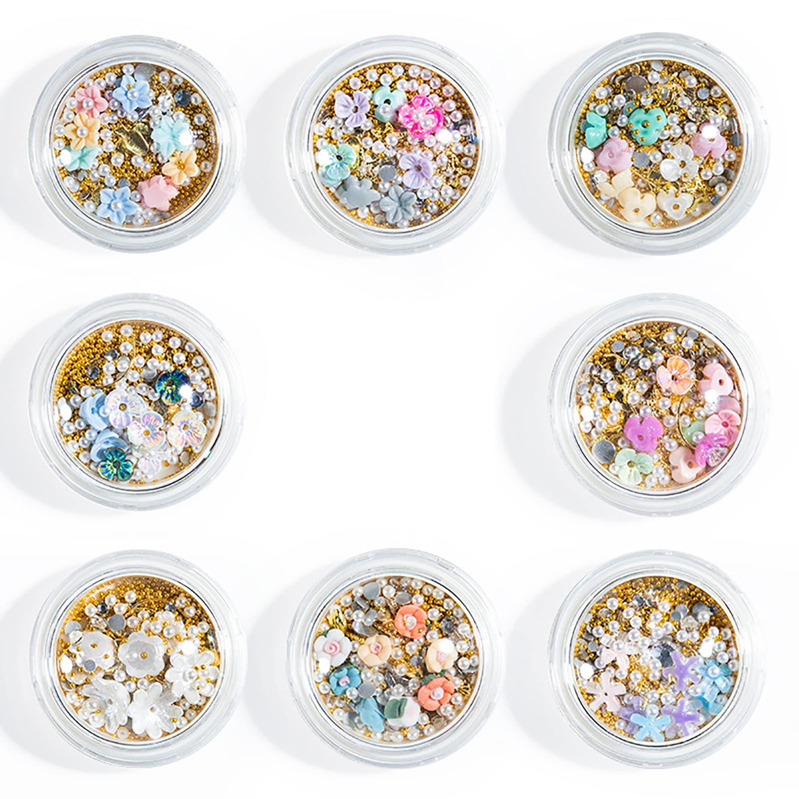 Стрази для нігтів Квітка-черепашка Металеві заклепки, фото №5