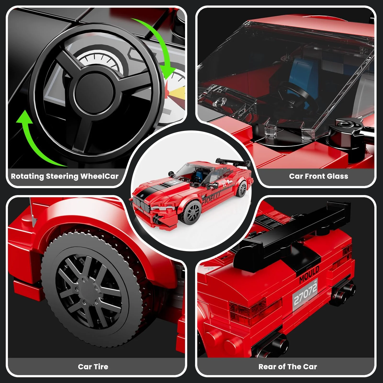 Конструктор Mould King Speed Champion Дрифт Автомобиль M8 Гоночный Автомобиль 481 деталь, фото №6 Конструктор Mould King Speed Champion Дрифт Автомобиль M8 Гоночный Автомобиль 481 деталь, фото №6